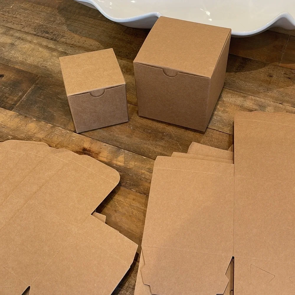 set of 20 BRAND NEW Kraft Brown Gift Boxes, ten 3” & ten 4” cubed, any occasion